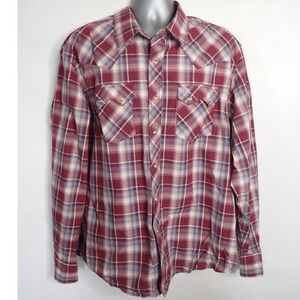 Wrangler Men's Retro Western Plaid Pearl Snap Shirt XXL Rodeo Rockabilly Cowboy